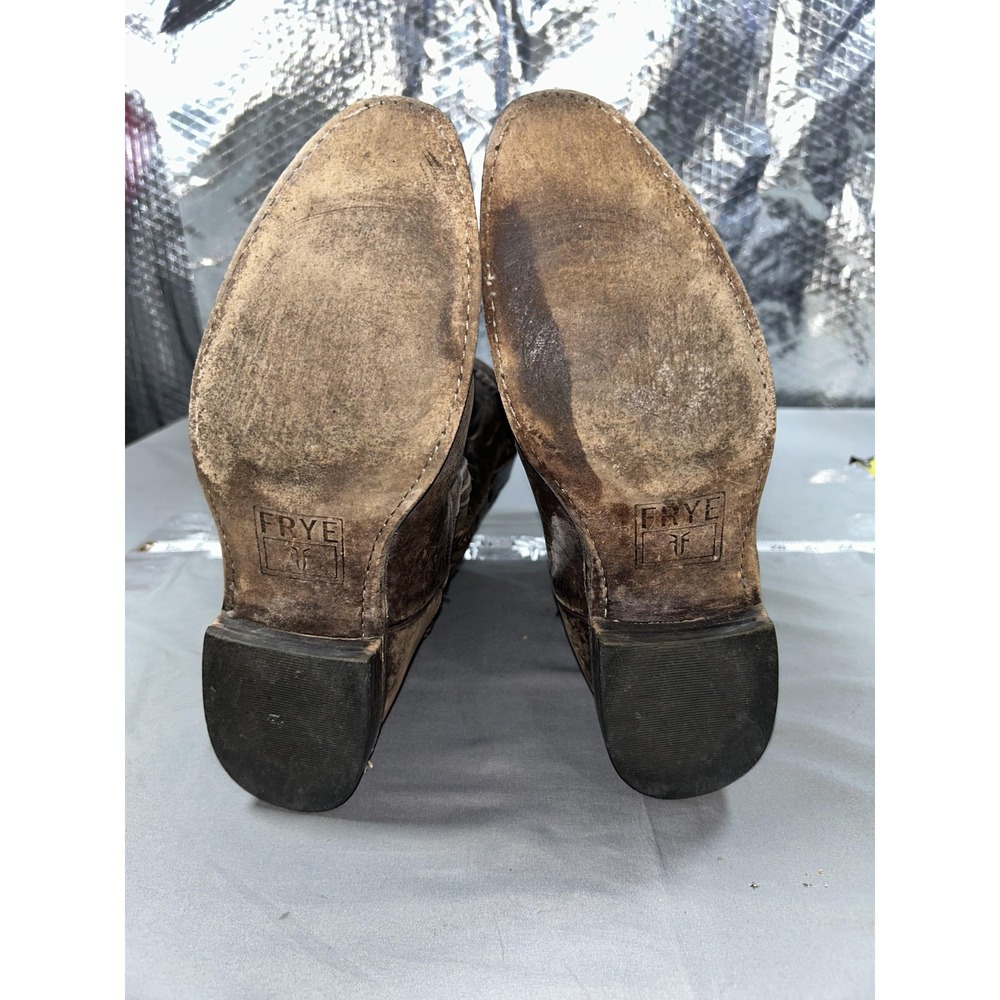 Frye Boots Womens Size 10 Brown Leather Western Pull On Embroidered F973 - Picture 8 of 9